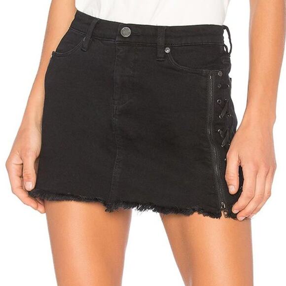 NWT BLANKNYC 30 Lace-up Zip Denim Jean Mini Skirt - Picture 1 of 8